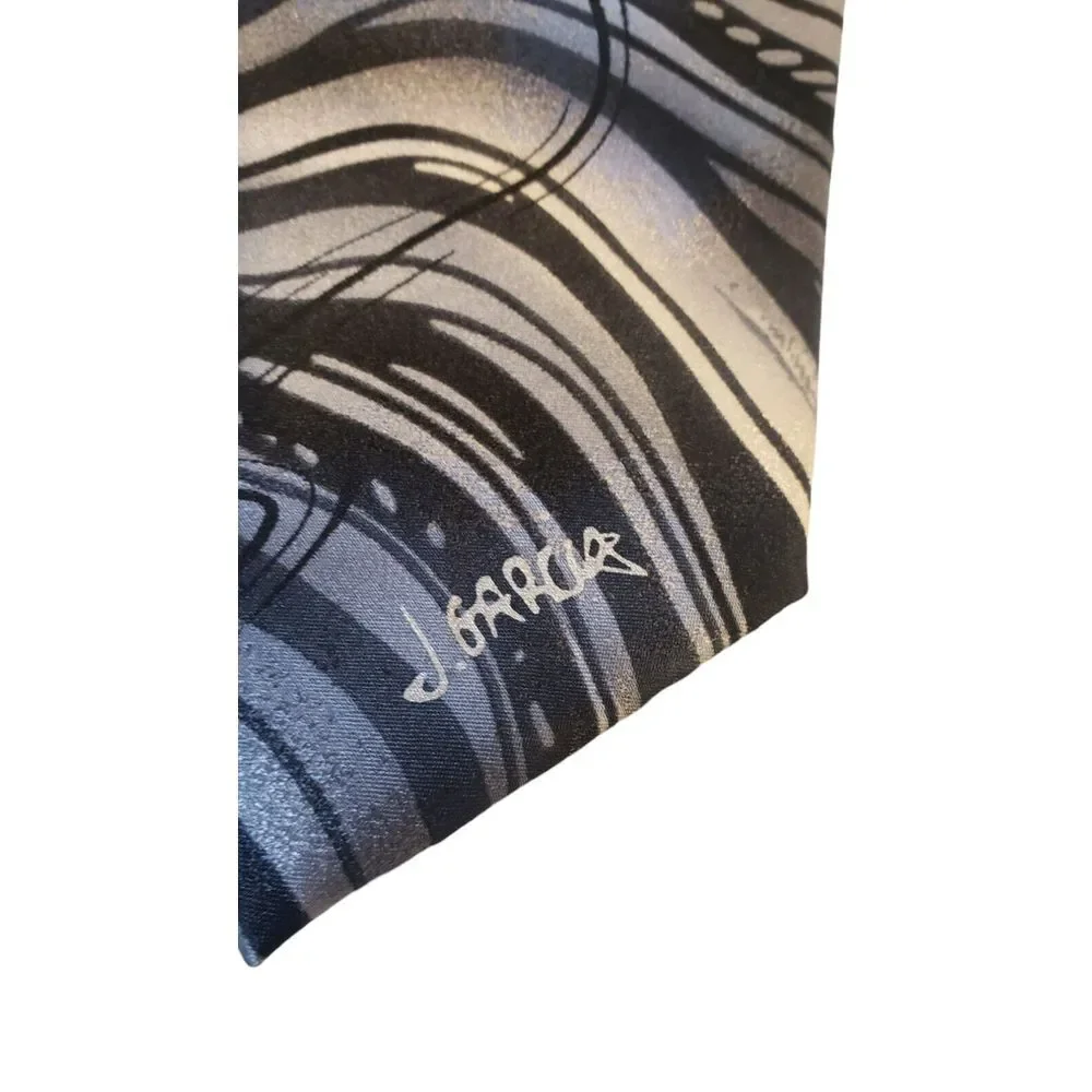 J Garcia 'Riptide'‎  Neck Tie Mens Black Gray Abstract Collectors Edition Silk